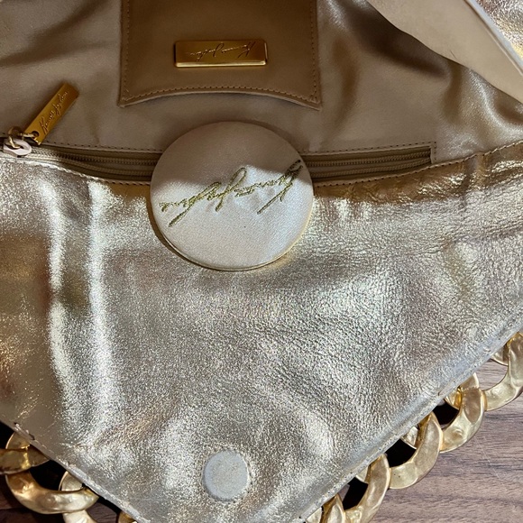 Kenneth Jay Lane Gold Chain Embellished Clutch - Picture 3 of 3